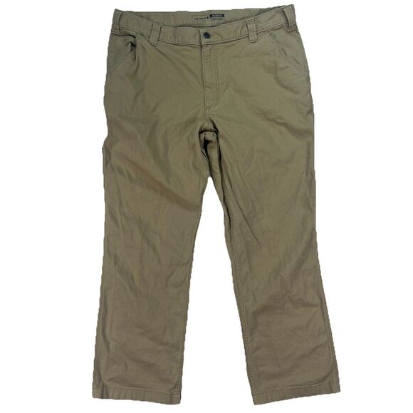 Carhartt Mens‎ Beige Canvas Rugged Flex Relaxed Fit Work Pant Size 38x30 - Picture 1 of 7